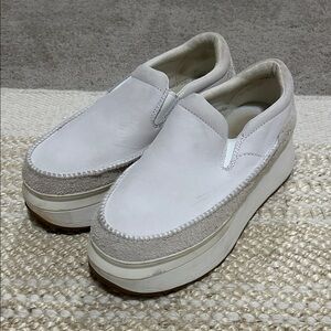 UGG White and Cream Platform Slip-Ons